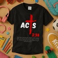 Acts 238 Baptized In Jesus Name Cross Pentecostal Apostolic Kids T-Shirt thumb 3