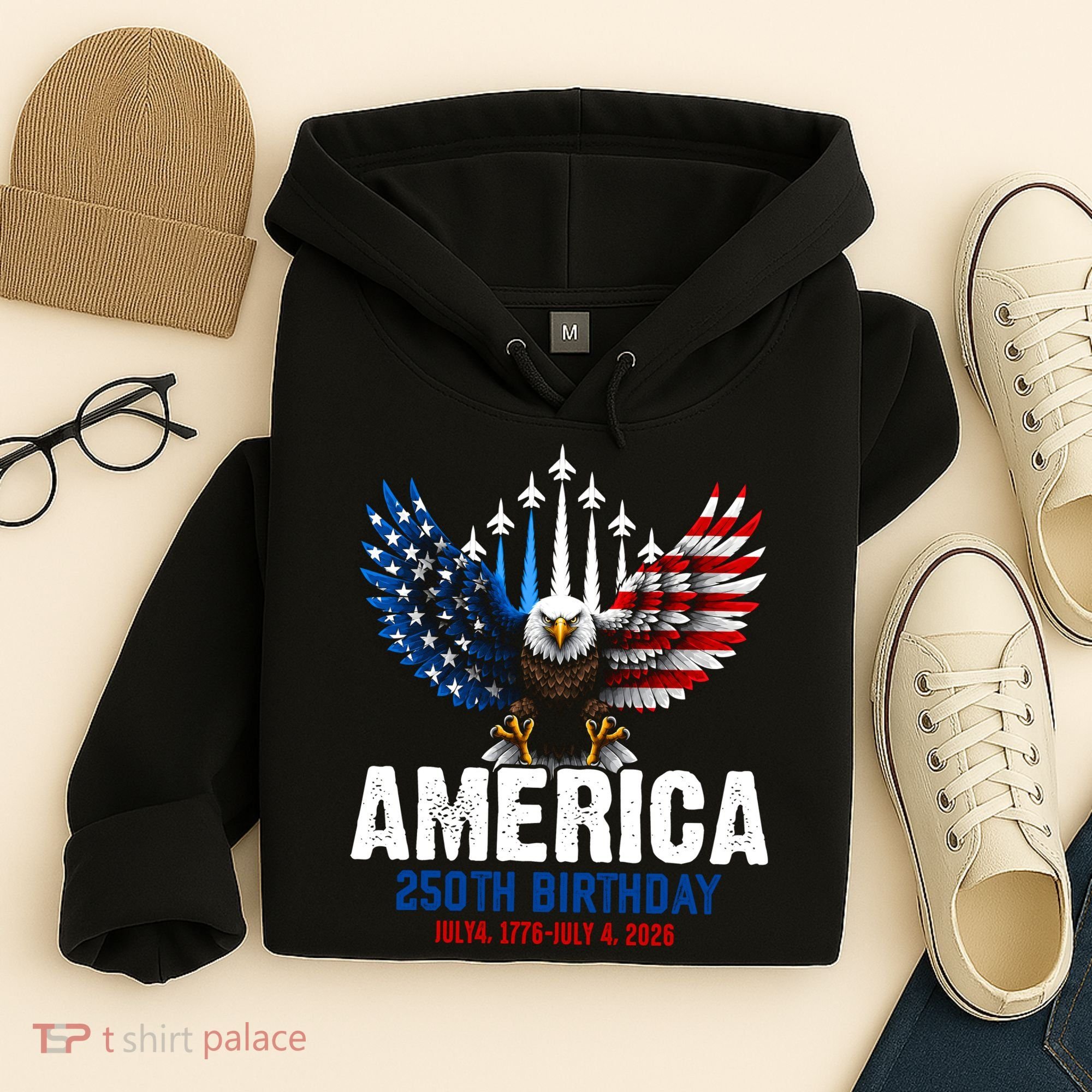 America's 250th Birthday Eagle Patriot Anniversary Hoodie