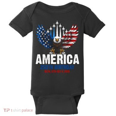 America's 250th Birthday Eagle Patriot Anniversary Baby Bodysuit