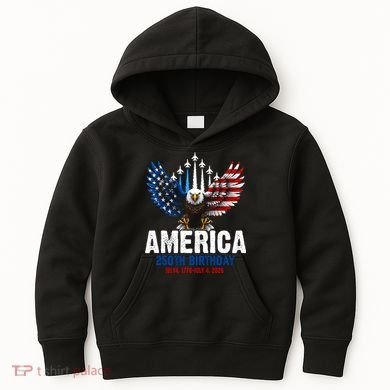 America's 250th Birthday Eagle Patriot Anniversary Kids Hoodie