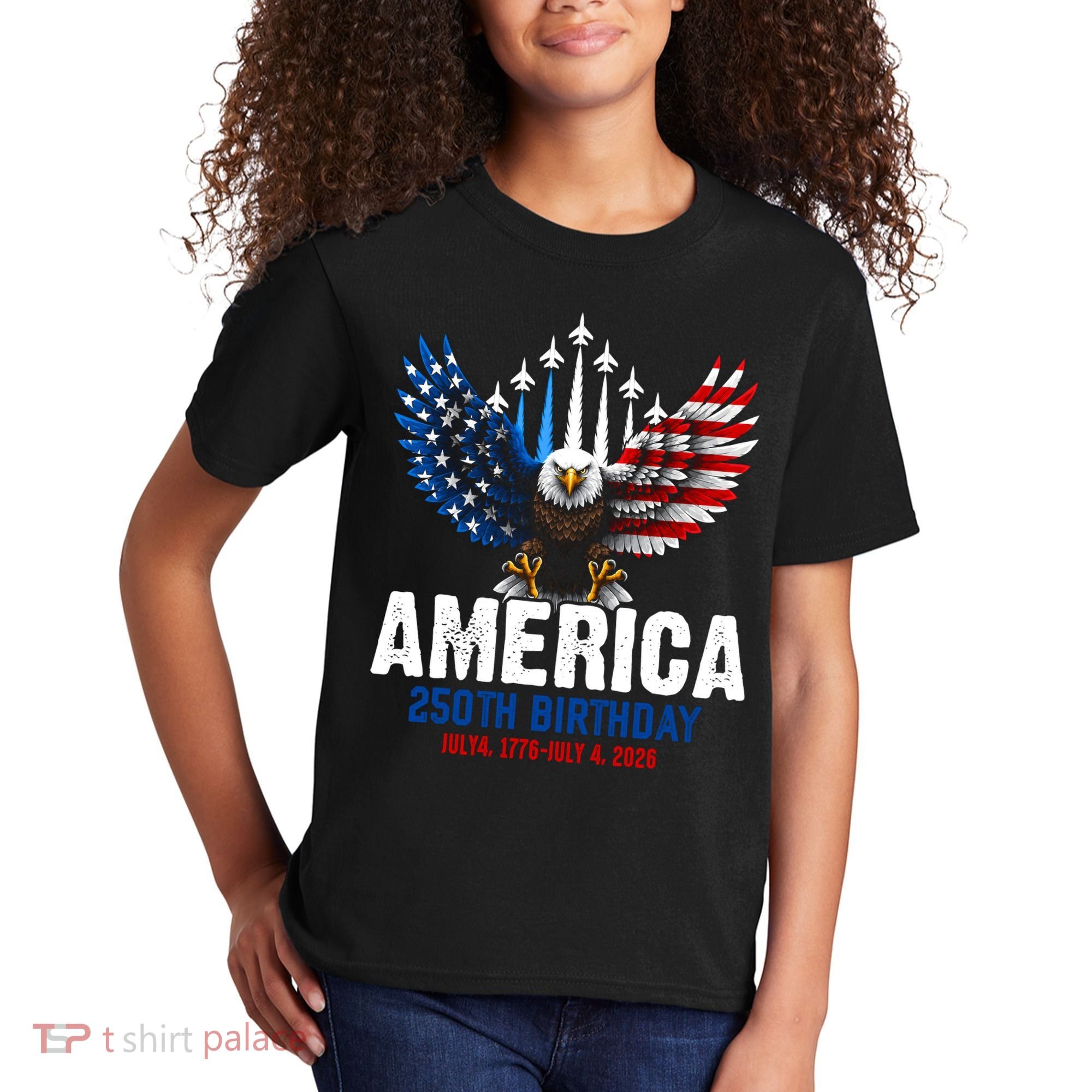 America's 250th Birthday Eagle Patriot Anniversary Kids T-Shirt