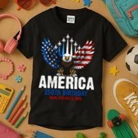America's 250th Birthday Eagle Patriot Anniversary Kids T-Shirt thumb 3