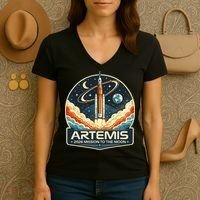 Artemis 2 Moon Mission Women's V-Neck T-Shirt thumb 3