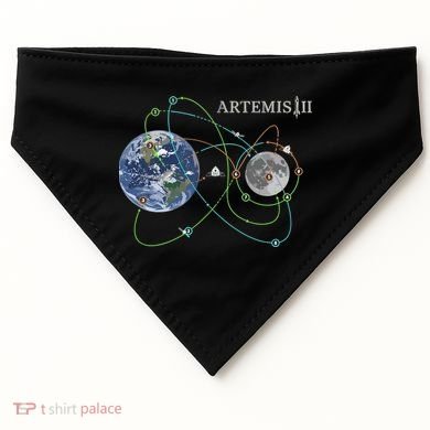 Artemis 2 Route Map SLS Moon USA-Made Doggie Bandana
