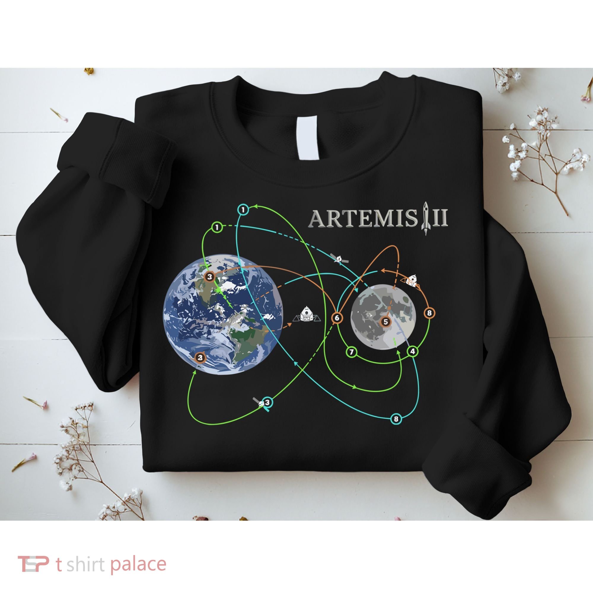 Artemis 2 Route Map SLS Moon Sweatshirt