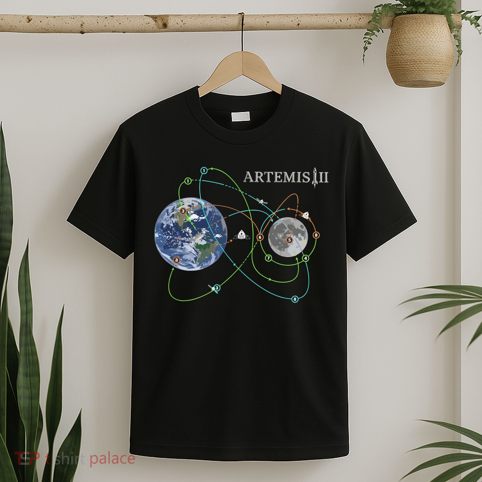 Artemis 2 Route Map SLS Moon T-Shirt