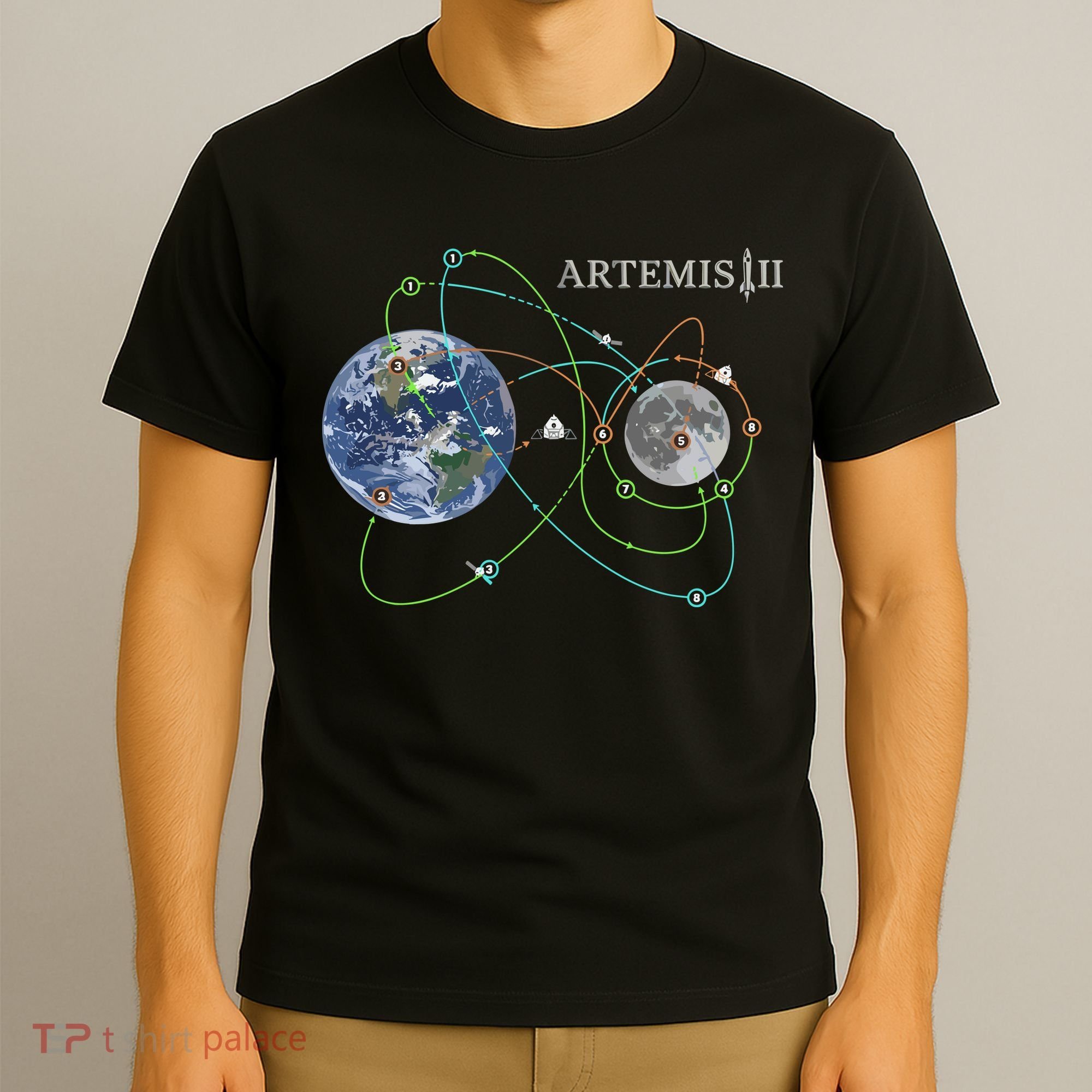 Artemis 2 Route Map SLS Moon T-Shirt