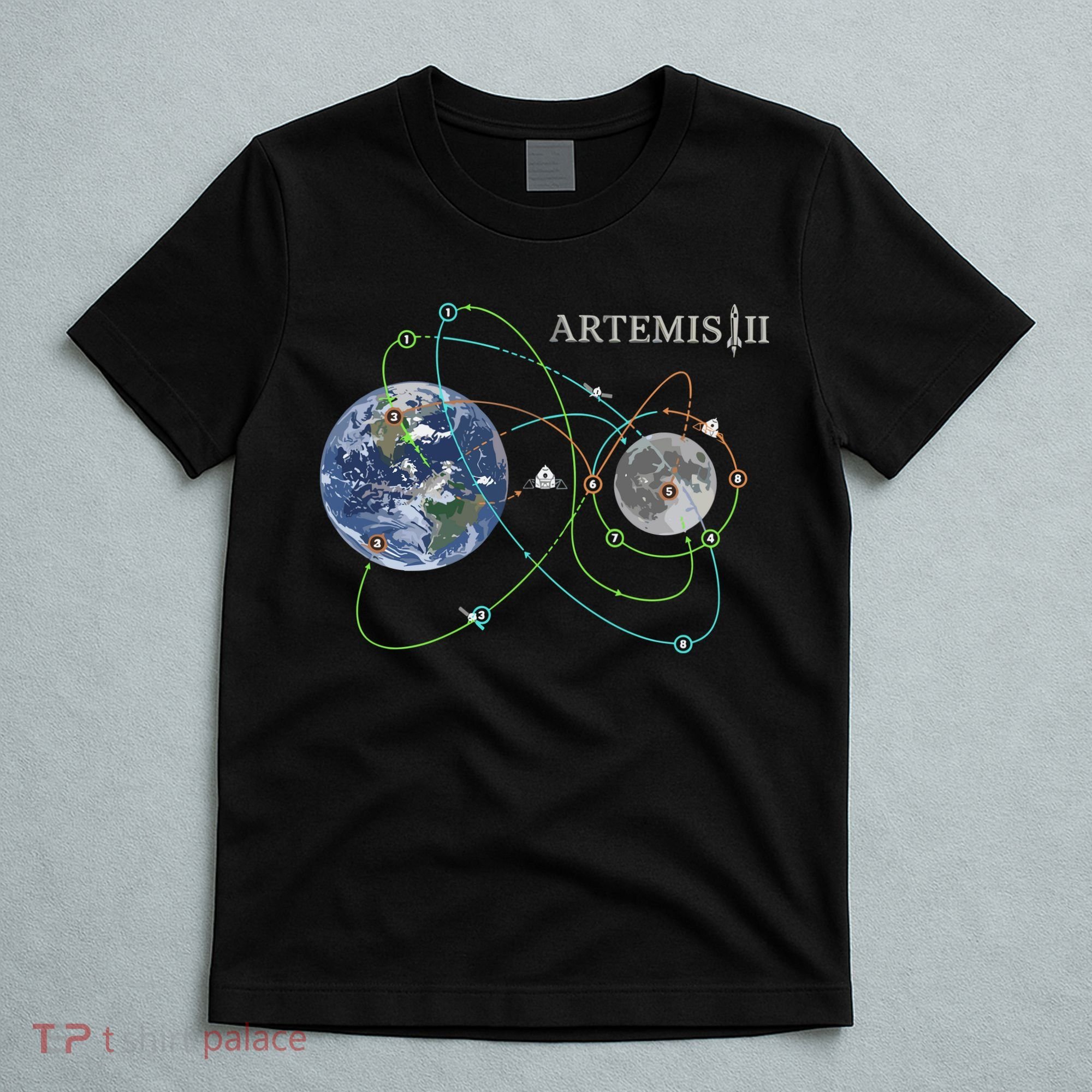 Artemis 2 Route Map SLS Moon T-Shirt