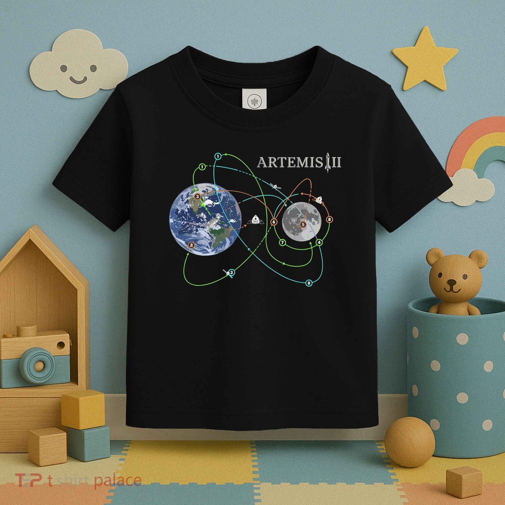 Artemis 2 Route Map SLS Moon Toddler T-Shirt