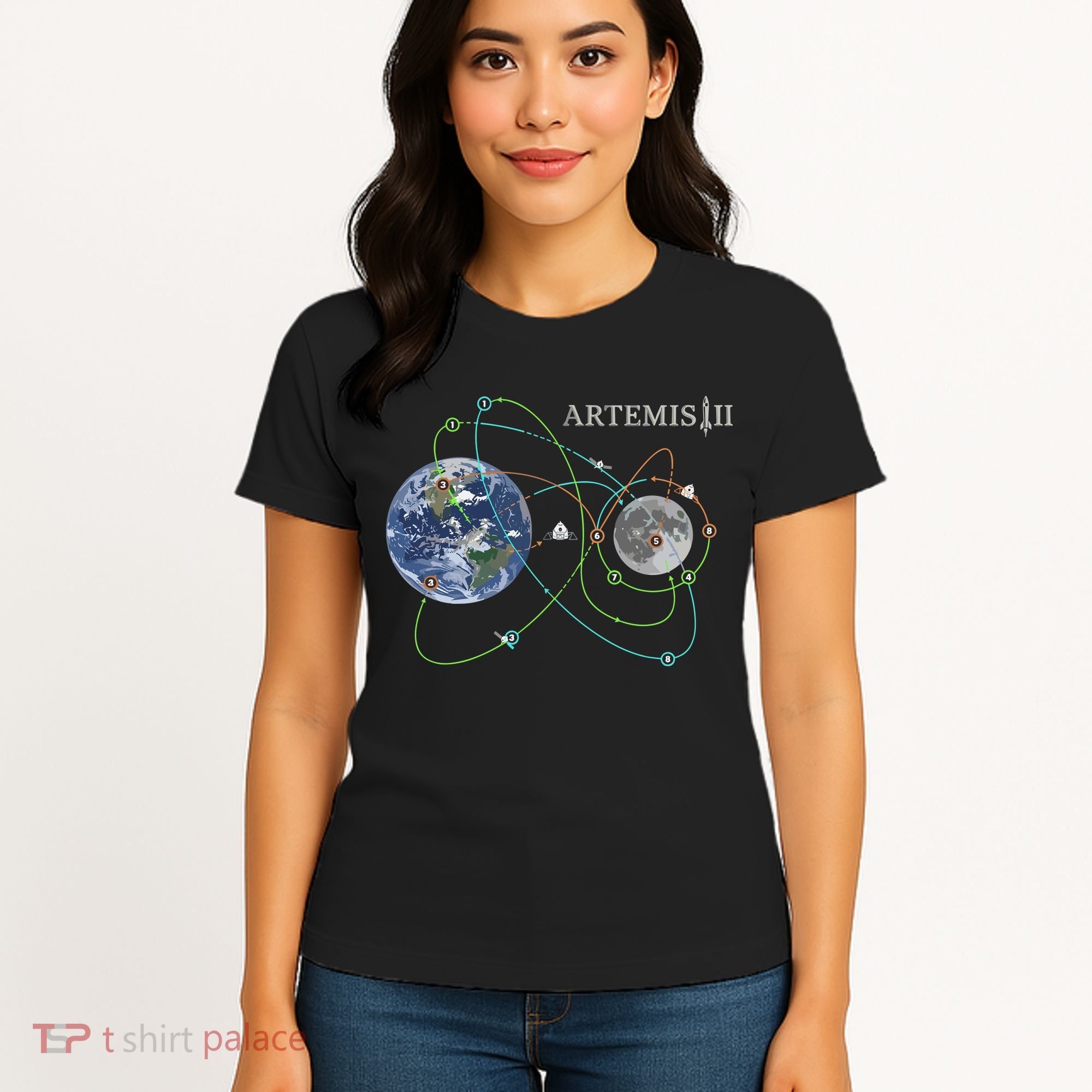 Artemis 2 Route Map SLS Moon Women's T-Shirt