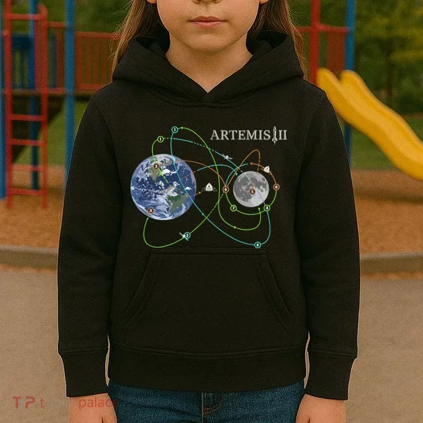 Artemis 2 Route Map SLS Moon Kids Hoodie