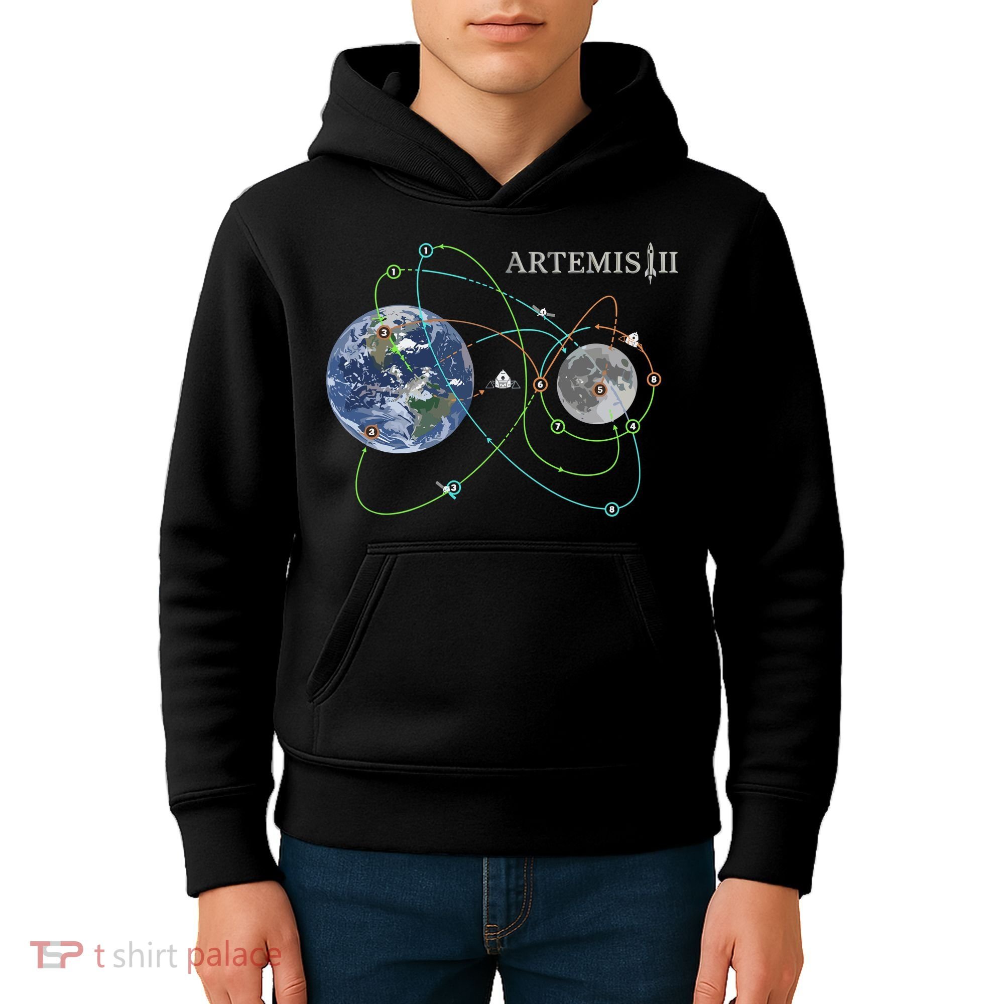Artemis 2 Route Map SLS Moon Kids Hoodie