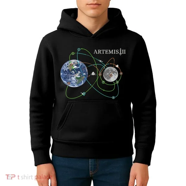 Artemis 2 Route Map SLS Moon Kids Hoodie