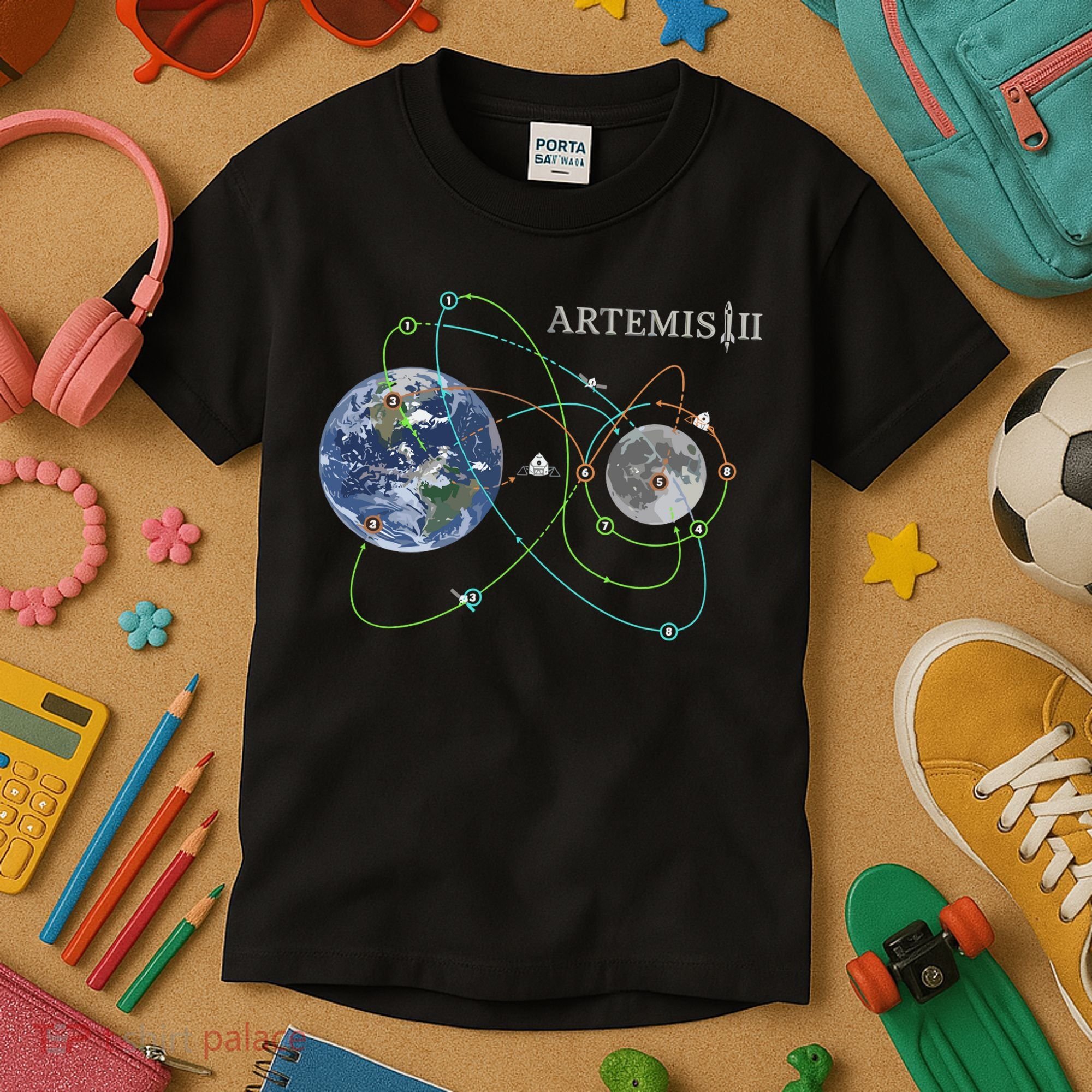 Artemis 2 Route Map SLS Moon Kids T-Shirt