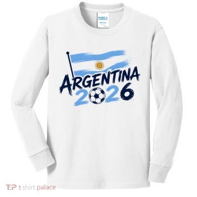 Argentina 2026 World Soccer Fan Apparel Kids Long Sleeve Shirt