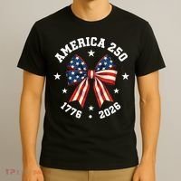 America 250 Years Patriotic Ribbon 250th Anniversary T-Shirt thumb 3