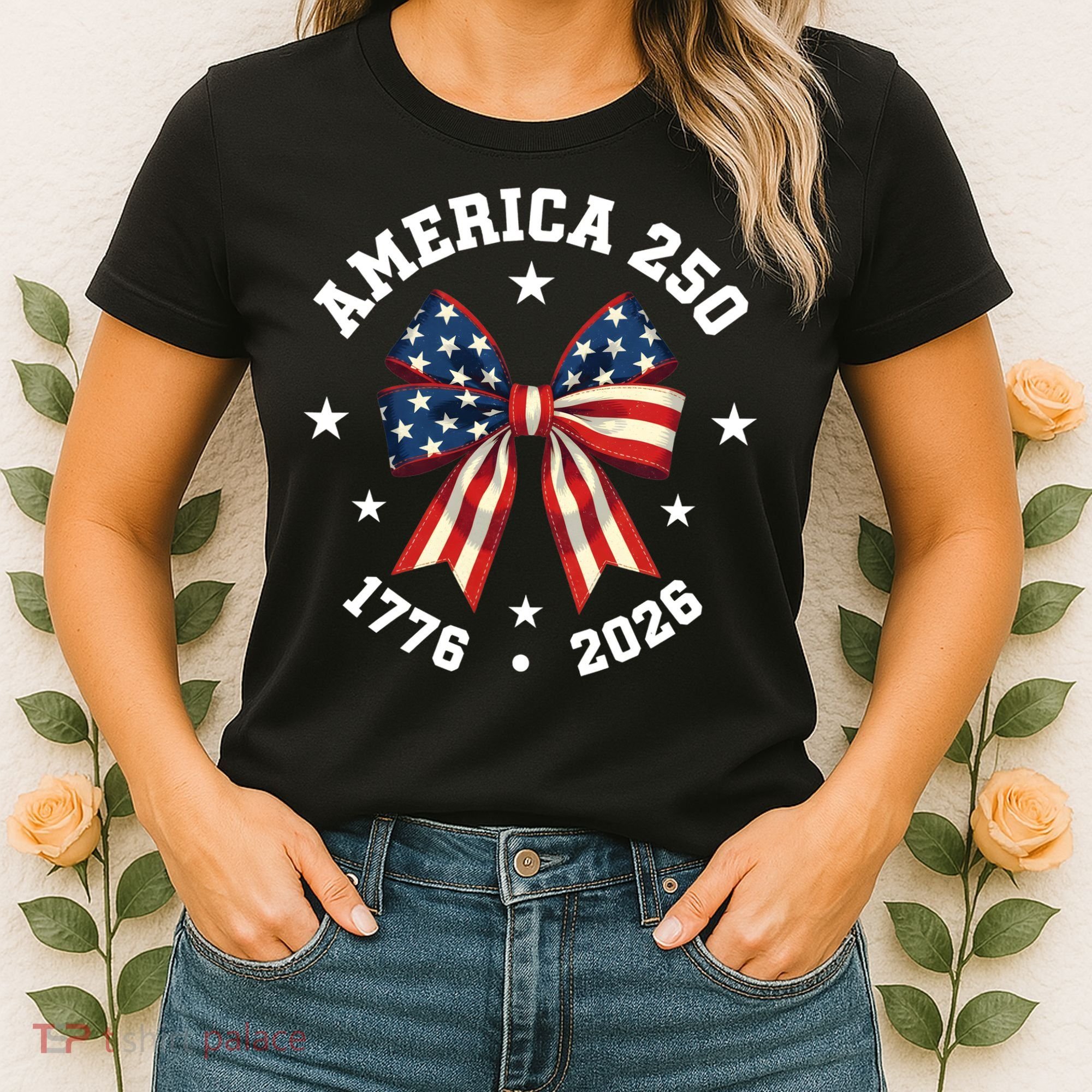 America 250 Years Patriotic Ribbon 250th Anniversary Women's T-Shirt