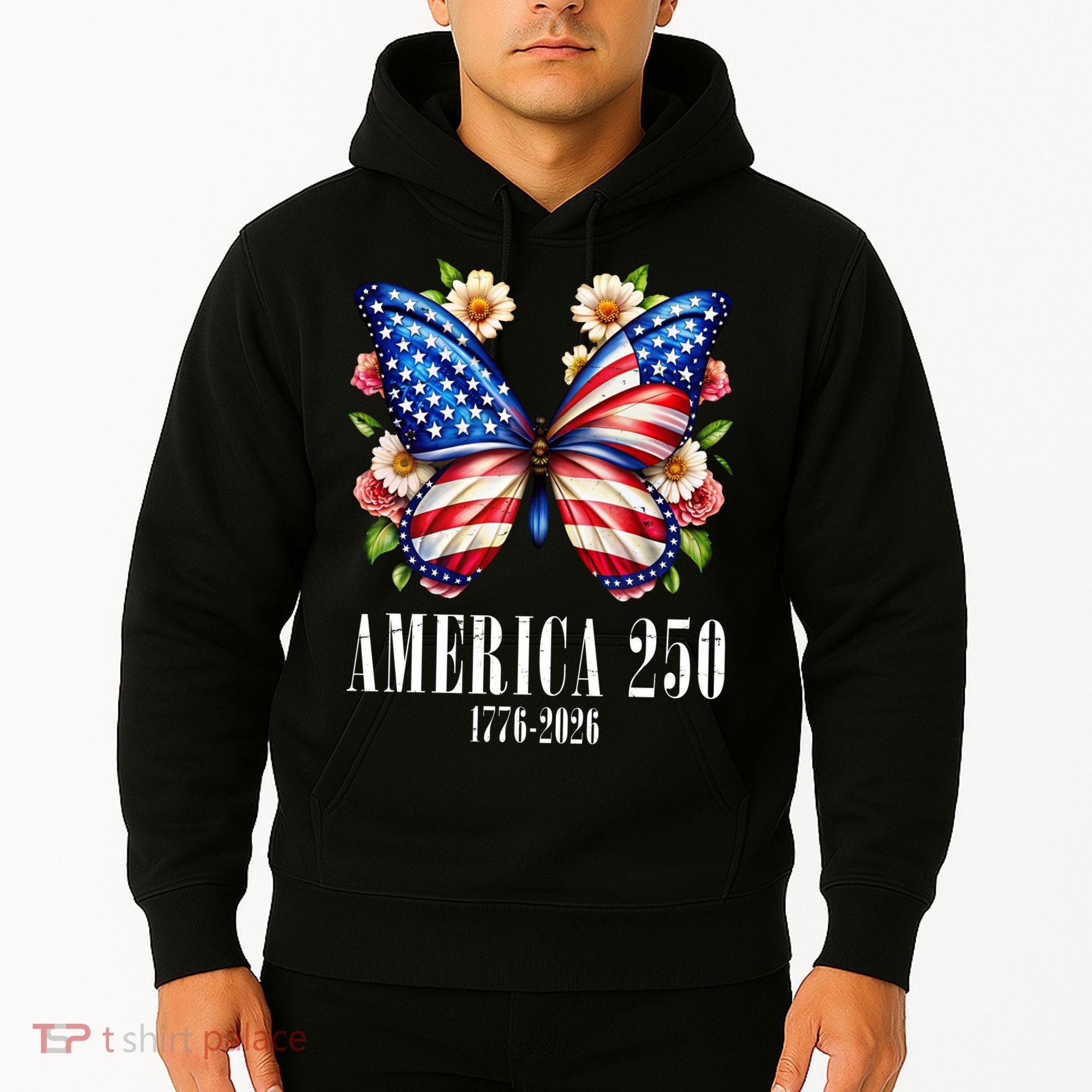 America 250 Years 1776-2026 250th Anniversary Butterfly  Hoodie