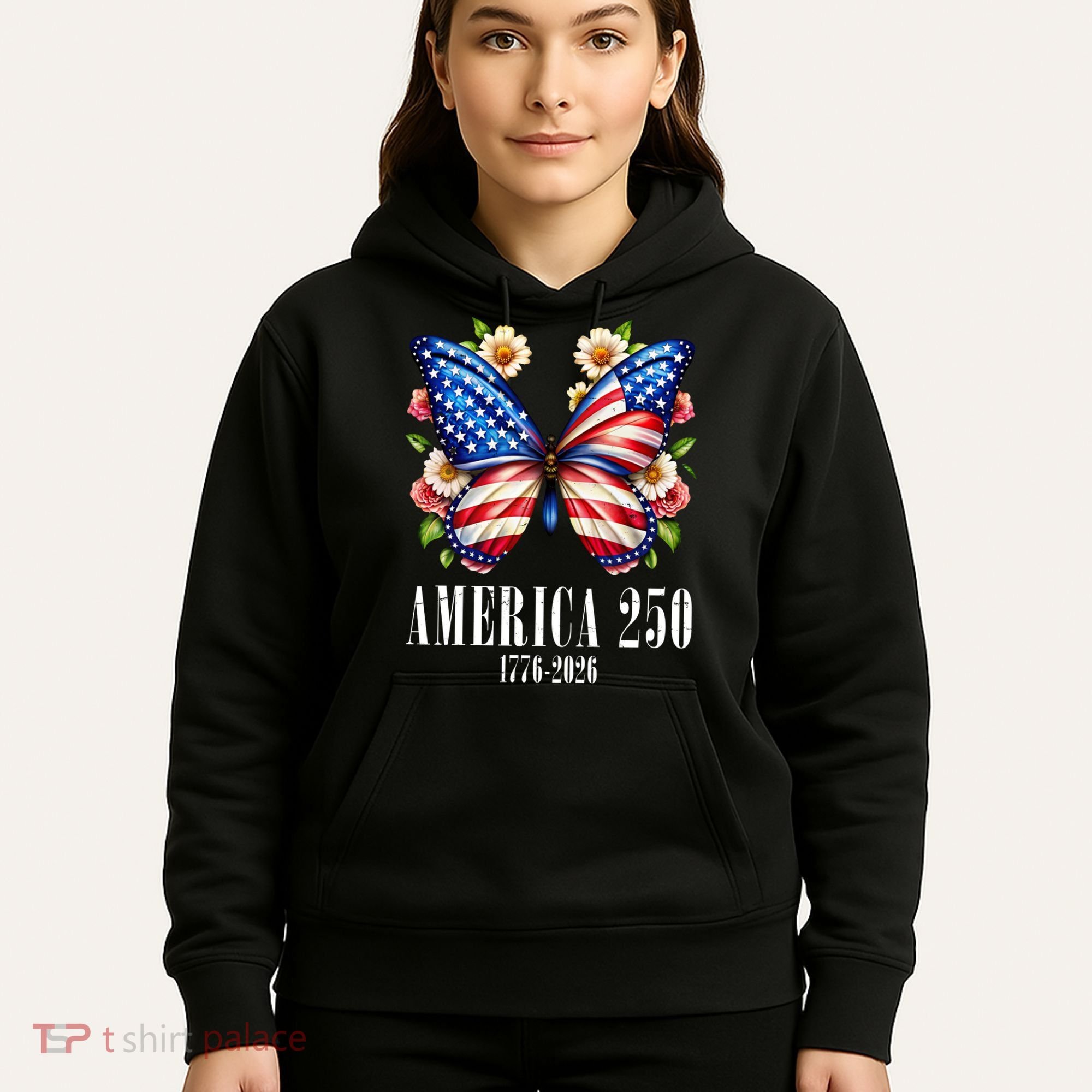 America 250 Years 1776-2026 250th Anniversary Butterfly  Hoodie