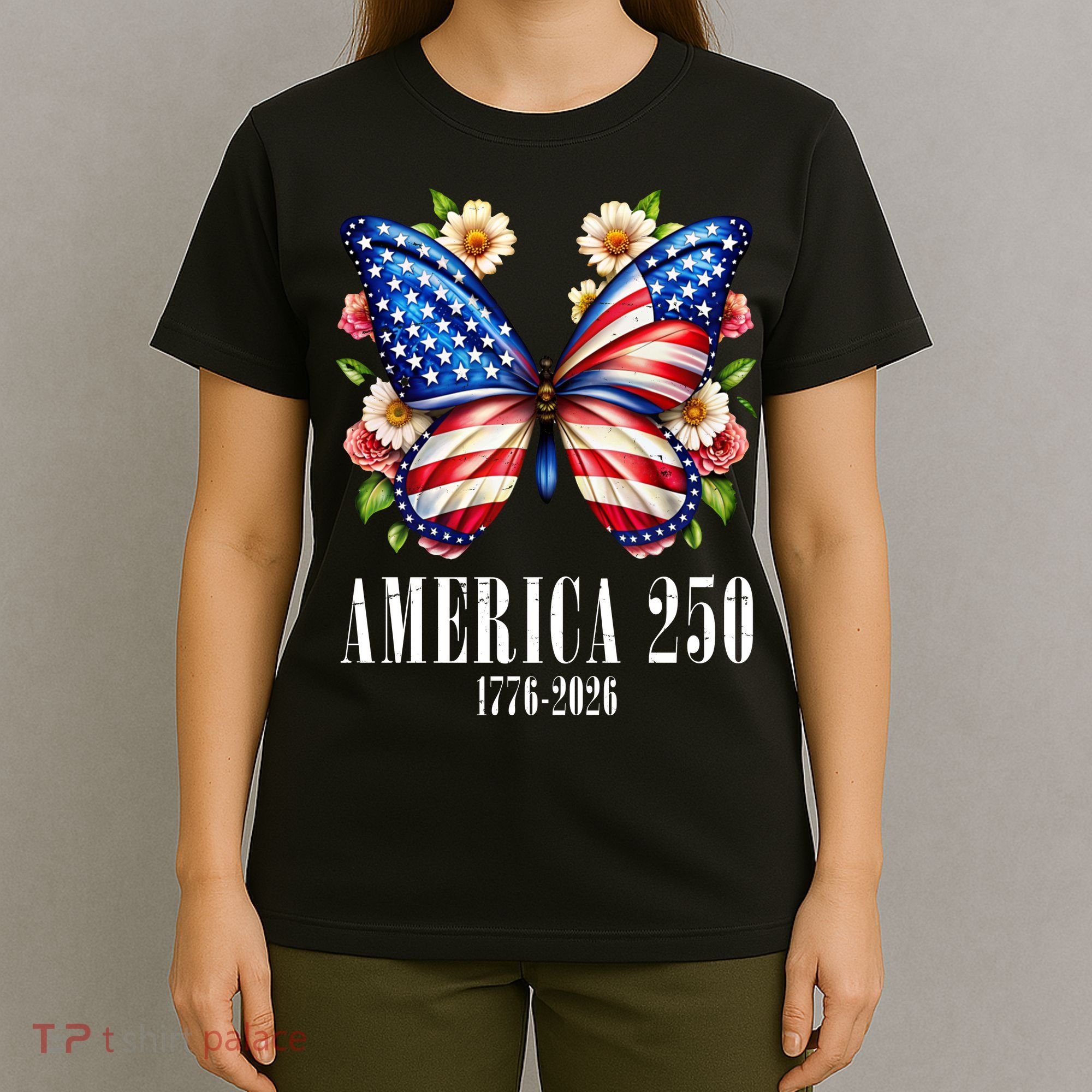 America 250 Years 1776-2026 250th Anniversary Butterfly  T-Shirt