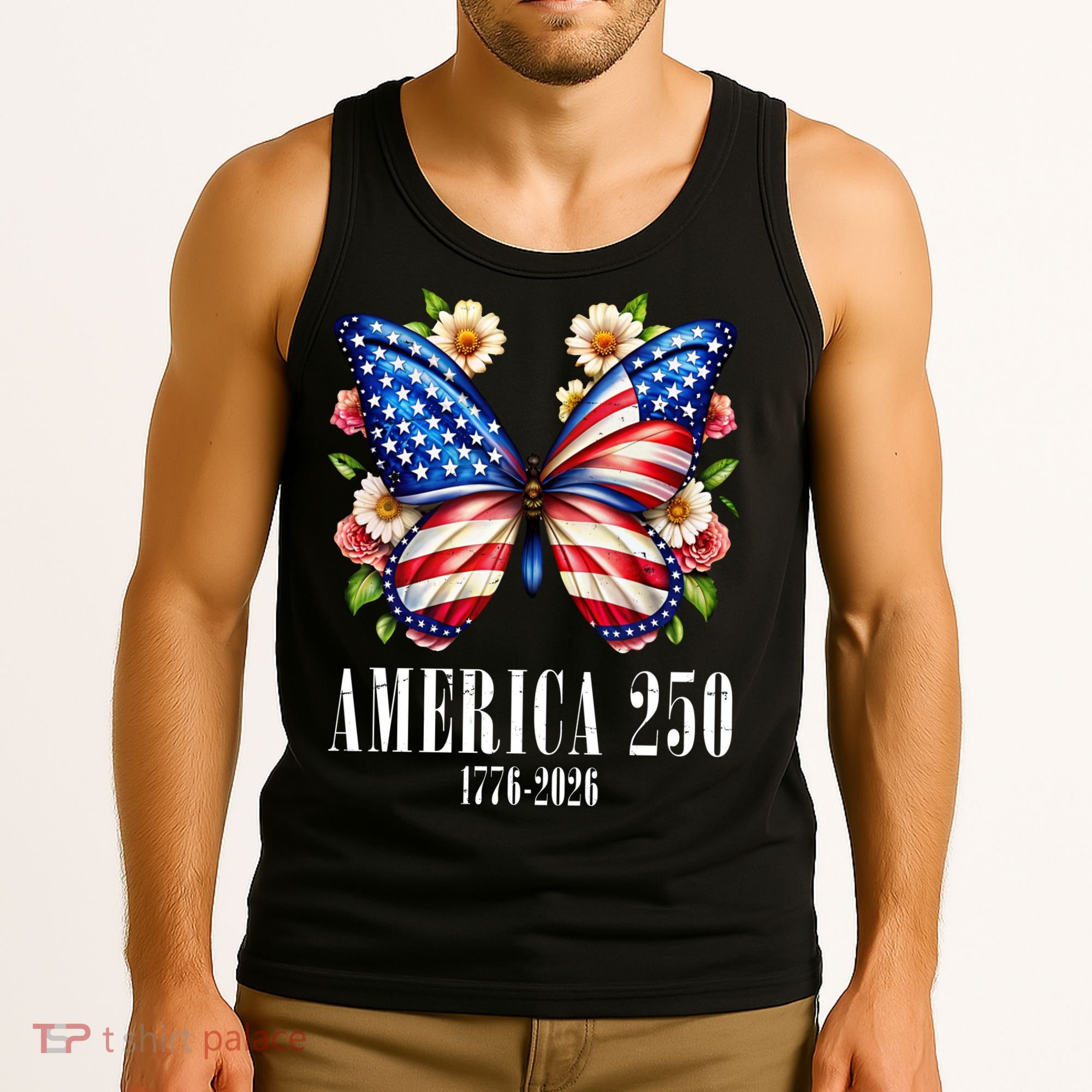 America 250 Years 1776-2026 250th Anniversary Butterfly  Tank Top