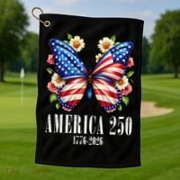 America 250 Years 1776-2026 250th Anniversary Butterfly  Golf Towel thumb 1