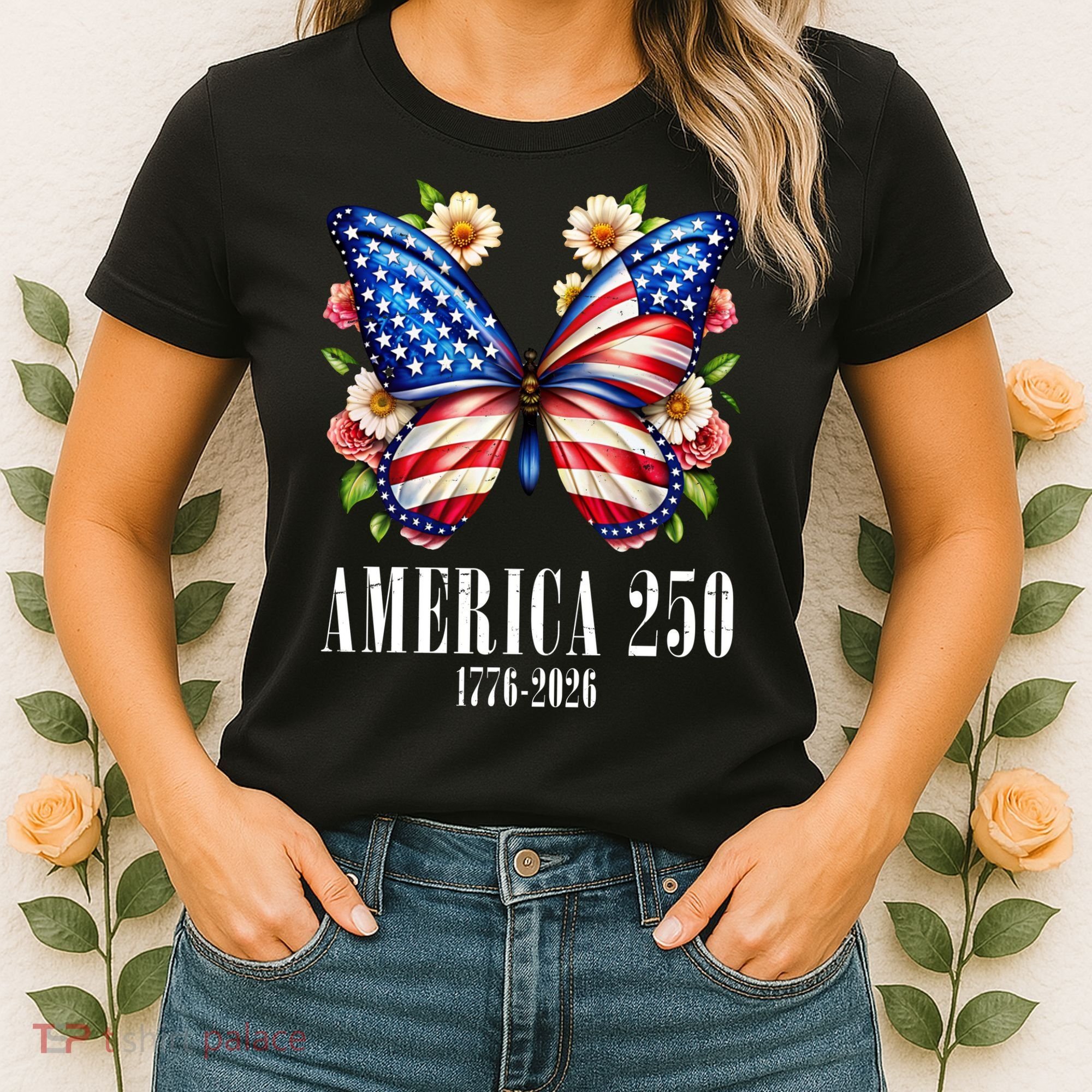 America 250 Years 1776-2026 250th Anniversary Butterfly  Women's T-Shirt