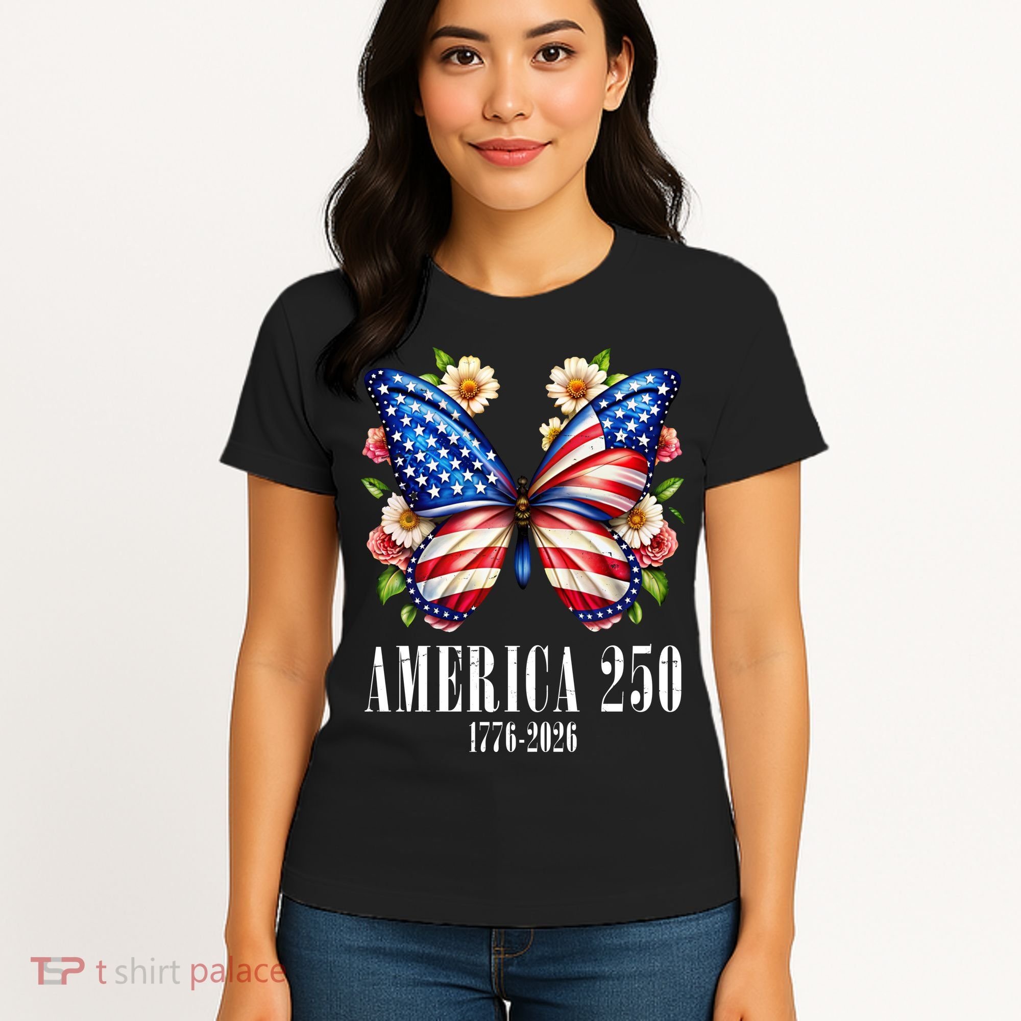 America 250 Years 1776-2026 250th Anniversary Butterfly  Women's T-Shirt