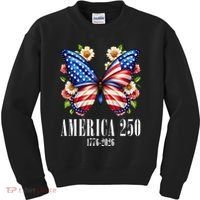 America 250 Years 1776-2026 250th Anniversary Butterfly  Kids Sweatshirt thumb 0
