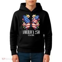 America 250 Years 1776-2026 250th Anniversary Butterfly  Kids Hoodie thumb 4