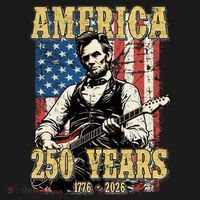 America 250 Years 1776 2026 Abe Lincoln Rocking Out Guitar Ornament thumb 1