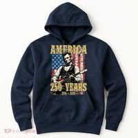 America 250 Years 1776 2026 Abe Lincoln Rocking Out Guitar Hoodie thumb 0