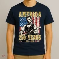America 250 Years 1776 2026 Abe Lincoln Rocking Out Guitar T-Shirt thumb 3