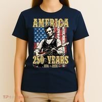 America 250 Years 1776 2026 Abe Lincoln Rocking Out Guitar T-Shirt thumb 4