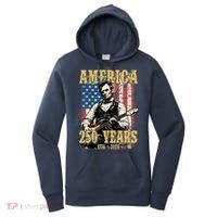 America 250 Years 1776 2026 Abe Lincoln Rocking Out Guitar Women's Hoodie thumb 0