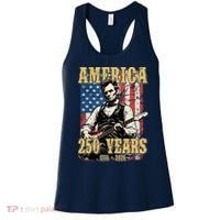 America 250 Years 1776 2026 Abe Lincoln Rocking Out Guitar Women's Tank Top thumb 0