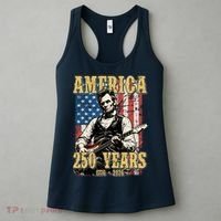 America 250 Years 1776 2026 Abe Lincoln Rocking Out Guitar Women's Tank Top thumb 3
