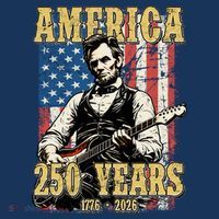 America 250 Years 1776 2026 Abe Lincoln Rocking Out Guitar Women's Tank Top thumb 5