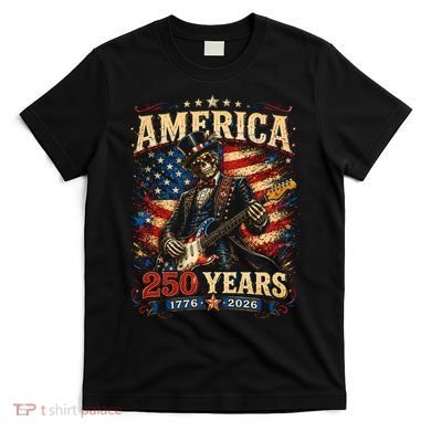 America 250 Years Celebration Rocker Skull Vintage T-Shirt