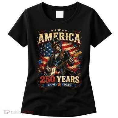 America 250 Years Celebration Rocker Skull Vintage Women's T-Shirt