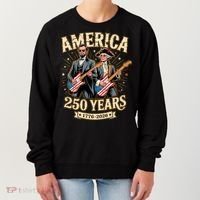 America 250 Years 1776-2026 Funny Lincoln Washington Rock And Roll Women's Sweatshirt thumb 0