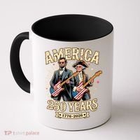 America 250 Years 1776-2026 Funny Lincoln Washington Rock And Roll Coffee Mug thumb 0