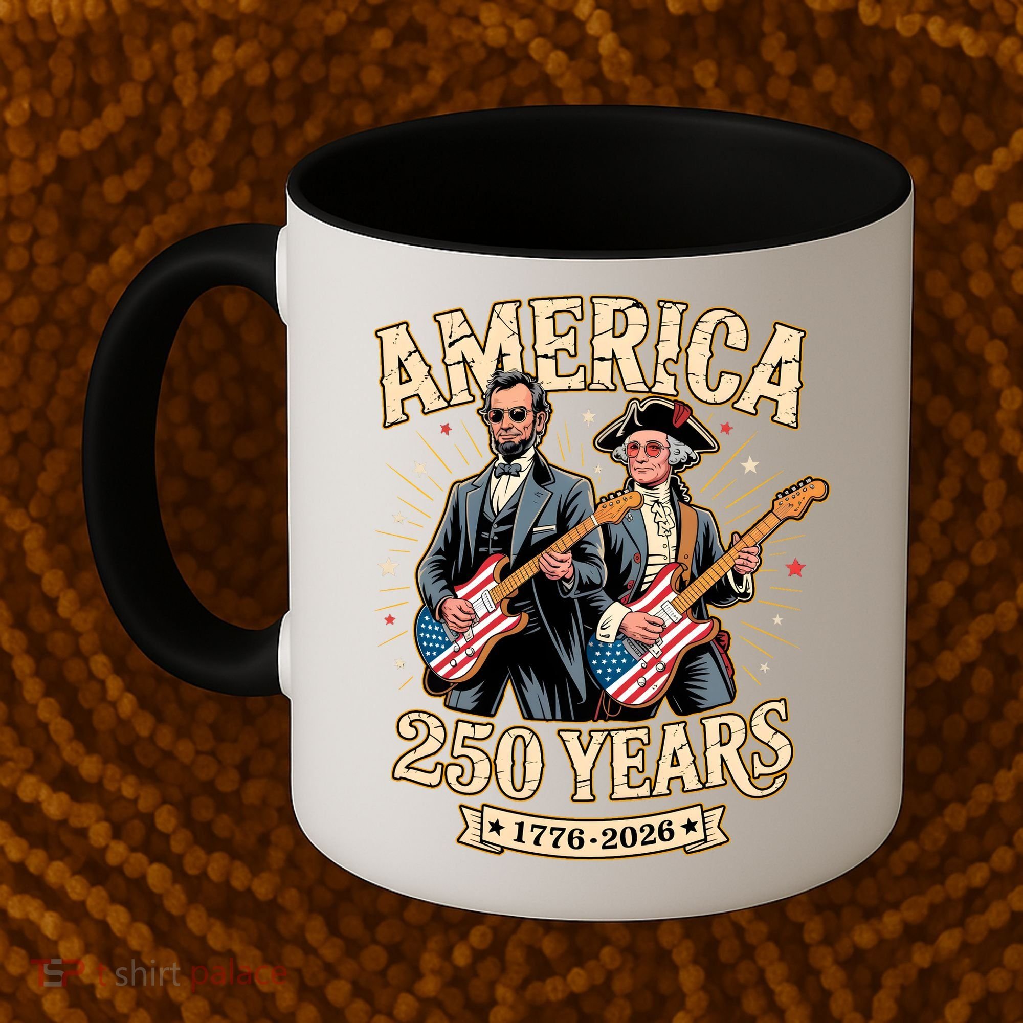 America 250 Years 1776-2026 Funny Lincoln Washington Rock And Roll Coffee Mug