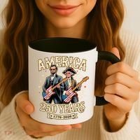 America 250 Years 1776-2026 Funny Lincoln Washington Rock And Roll Coffee Mug thumb 3