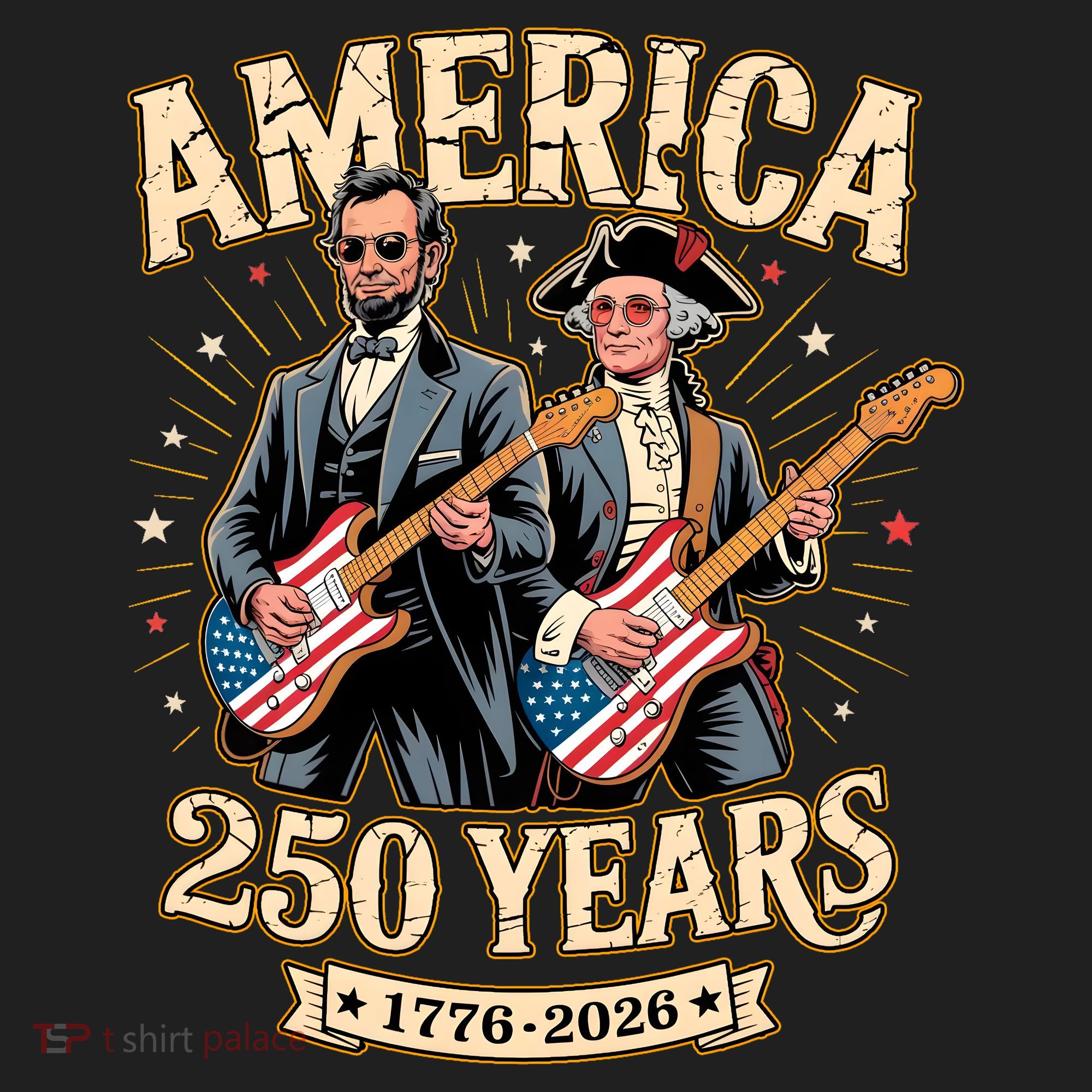 America 250 Years 1776-2026 Funny Lincoln Washington Rock And Roll Golf Towel