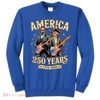America 250 Years 1776-2026 Funny Lincoln Washington Rock And Roll Sweatshirt thumb 0