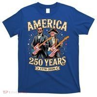 America 250 Years 1776-2026 Funny Lincoln Washington Rock And Roll T-Shirt thumb 0