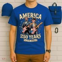 America 250 Years 1776-2026 Funny Lincoln Washington Rock And Roll T-Shirt thumb 6