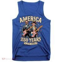 America 250 Years 1776-2026 Funny Lincoln Washington Rock And Roll Tank Top thumb 0