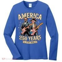 America 250 Years 1776-2026 Funny Lincoln Washington Rock And Roll Women's Long Sleeve Shirt thumb 0